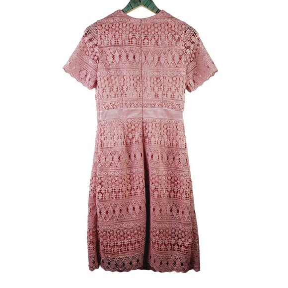 Rachel Parcell Lace Bodice, Velvet Waist Lined Midi Pencil Dress, Pink Bride, S - Picture 3 of 10